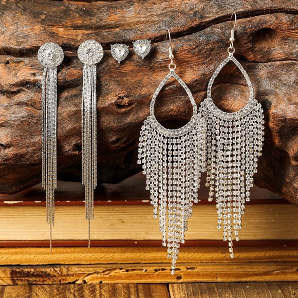 Unbranded Jewelry - Silver Fringe Diamond Drop Earrings
